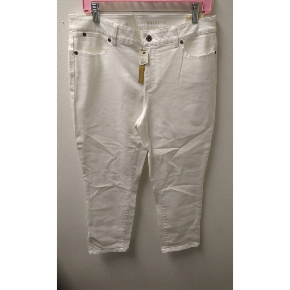 Talbot's Slim Crop White Jeans Pants Womens 12 Signature Fit